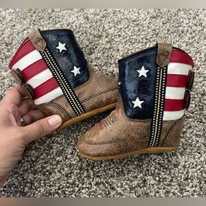 Old West Blue and Red Patriotic Cowboy Boots